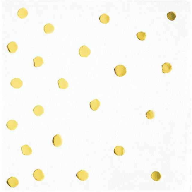 Touch Of Colour White & Gold Foil Dots Beverage Napkins  (Pack of 16)
