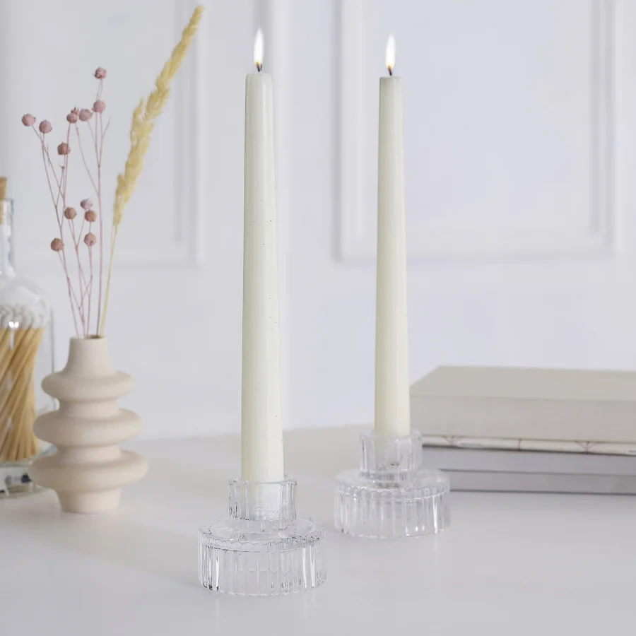 Candle Holders - White Christmas Clear Glass