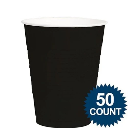 Party Cups Jet Black Plastic 473ml Value Pack