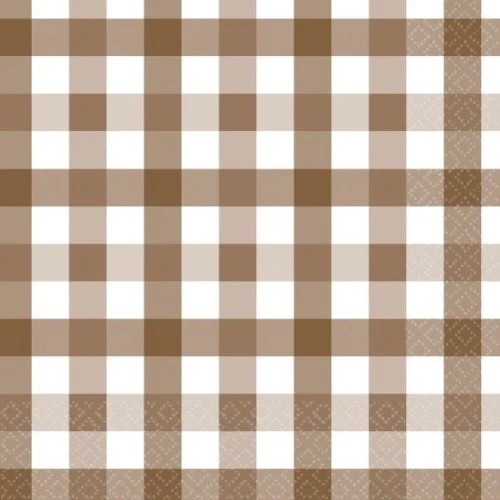Gingham Lunch Napkin  Teddy Brown - Pack of 16