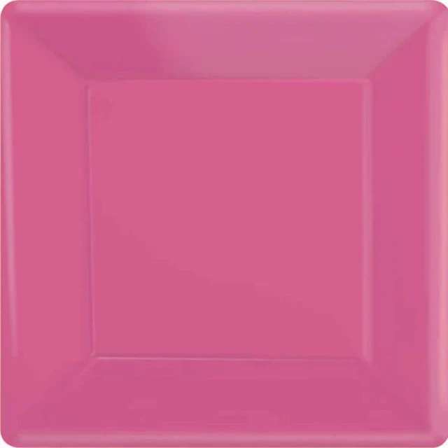 Paper Plates Square Bright Pink - 17cm  - Pack of (20)