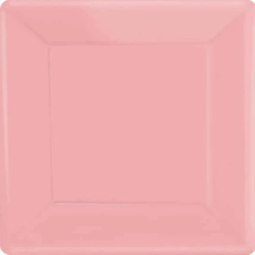 Paper Plates Square New Pink  - 17cm  - Pack of (20)