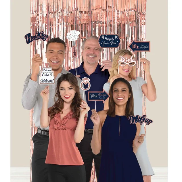 Navy Bride Deluxe Foil Backdrop & Photo Props - (Pack of 21)