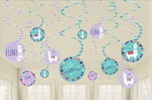 Llama Fun Value Pack Swirl Decorations - Pack of 12