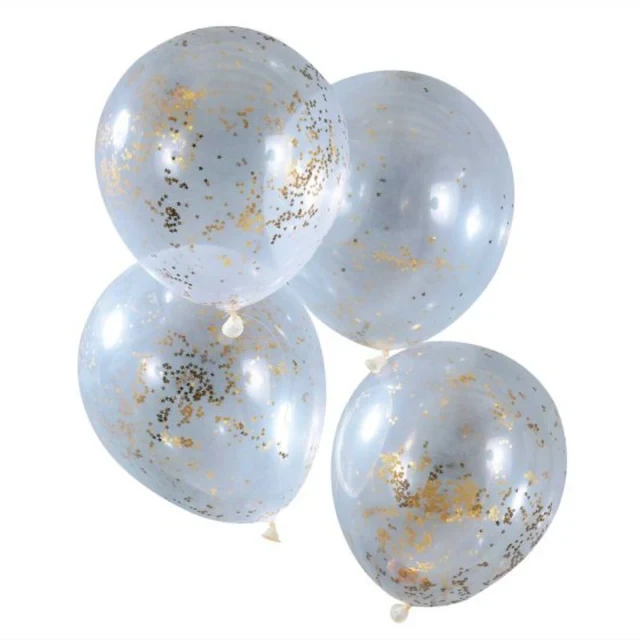 Gold Glitter Star Confetti Balloons - Pack of 5