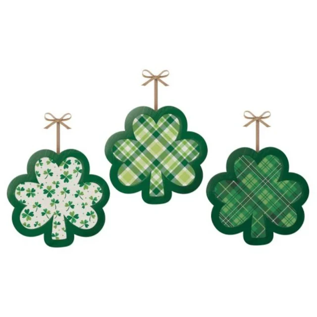 Shamrocks MDF Hanging Decorations - Pack of 3