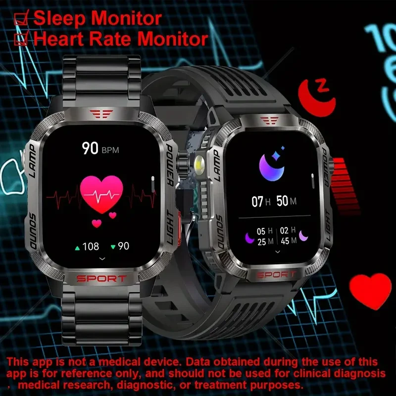 Rugged Smartwatch with Call Function for iPhone & Android, Wireless 5.0, IPS Touchscreen