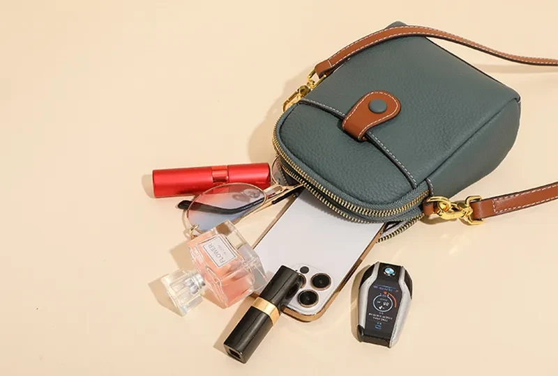 Lychee Pattern Mobile Phone Bag Small High Quality Leather Crossbody Bags For Women Wallet