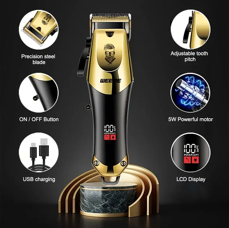 Golden Hair Clipper And Trimmer Set For Men