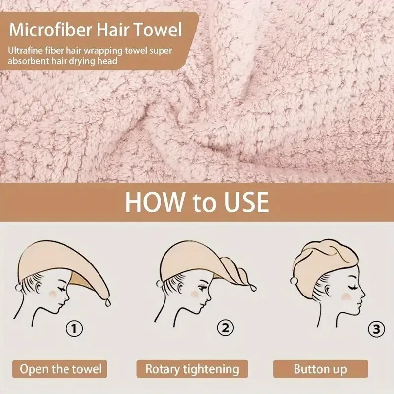 Soft Microfiber Hair Towel - Quick Dry,