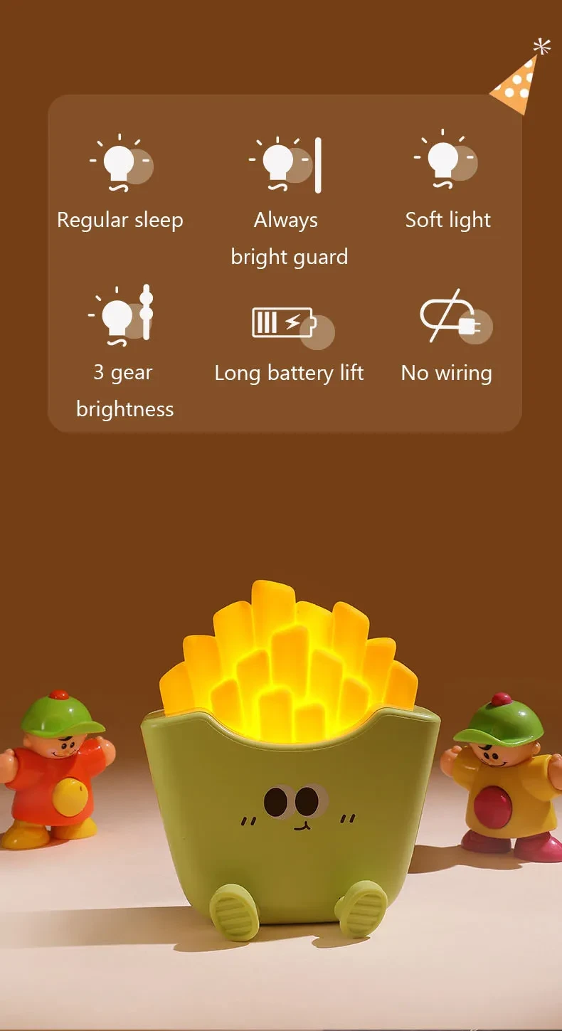 Creative Cute French Fries Night Light Charging Night Rechargeable Lamp Home Decor