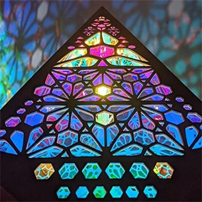 Wooden Hollow LED Projection Night Lamp Bohemian Colorful Projector Desk Lamp Household Home Decor Holiday Atmosphere Lighting