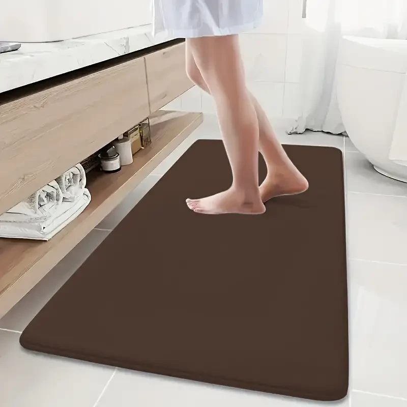 1pc Luxurious Ultra Absorbent Bath Mat - 25D High-Density Soft Sponge, Non-Slip, Quick-Drying, Mildew-Resistant Bathroom Rug