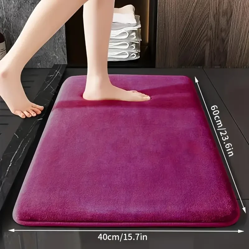 1pc Luxurious Ultra Absorbent Bath Mat - 25D High-Density Soft Sponge, Non-Slip, Quick-Drying, Mildew-Resistant Bathroom Rug