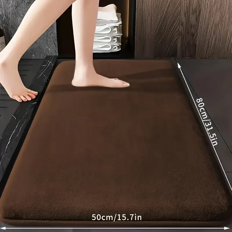 1pc Luxurious Ultra Absorbent Bath Mat - 25D High-Density Soft Sponge, Non-Slip, Quick-Drying, Mildew-Resistant Bathroom Rug