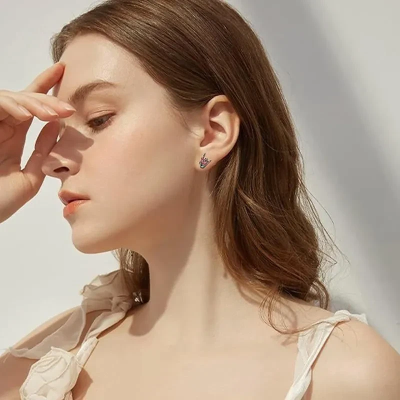 Heart Diamond Stud Earring