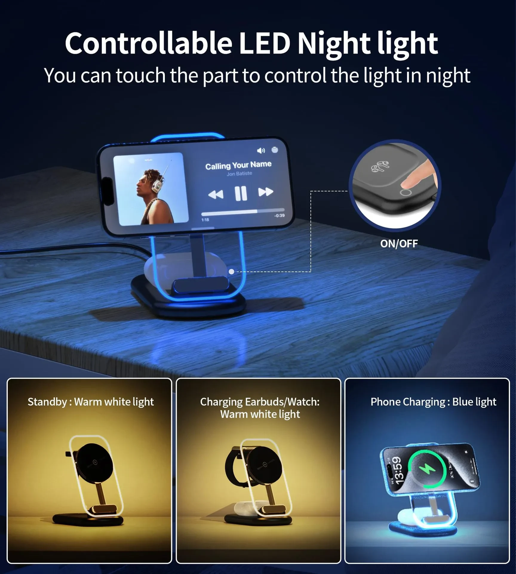 Transparent Folding Magnetic Three-in-one Wireless Charger