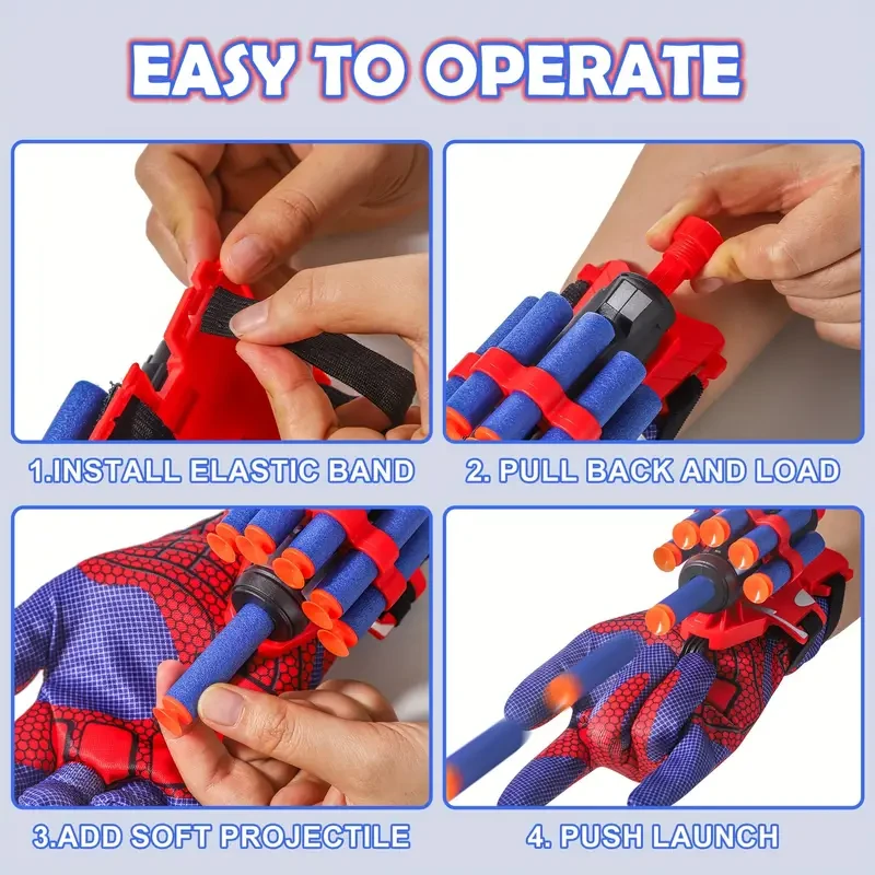 AIUAZA Spider Web Shooter Toy - 15 Darts, Cosplay Launcher Glove