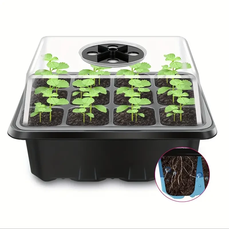 10-Pack Seedling Starter Trays - Humidity Adjustable, 12-Cell Grow Trays