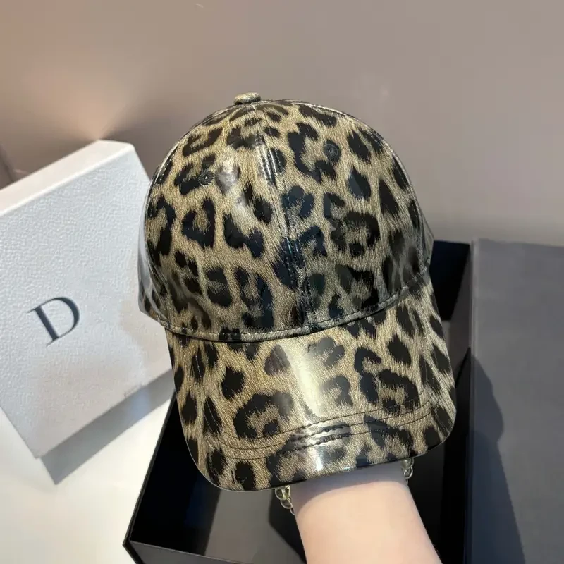 Luxury Animal Print PU Leather Baseball Cap