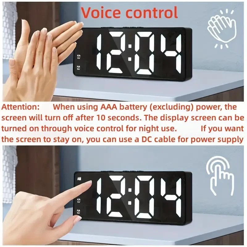 Sleek LED Digital Alarm Clock with Temperature Display