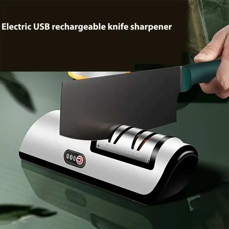 Electric Knife Sharpener - USB Rechargeable, 2-Speed Adjustable