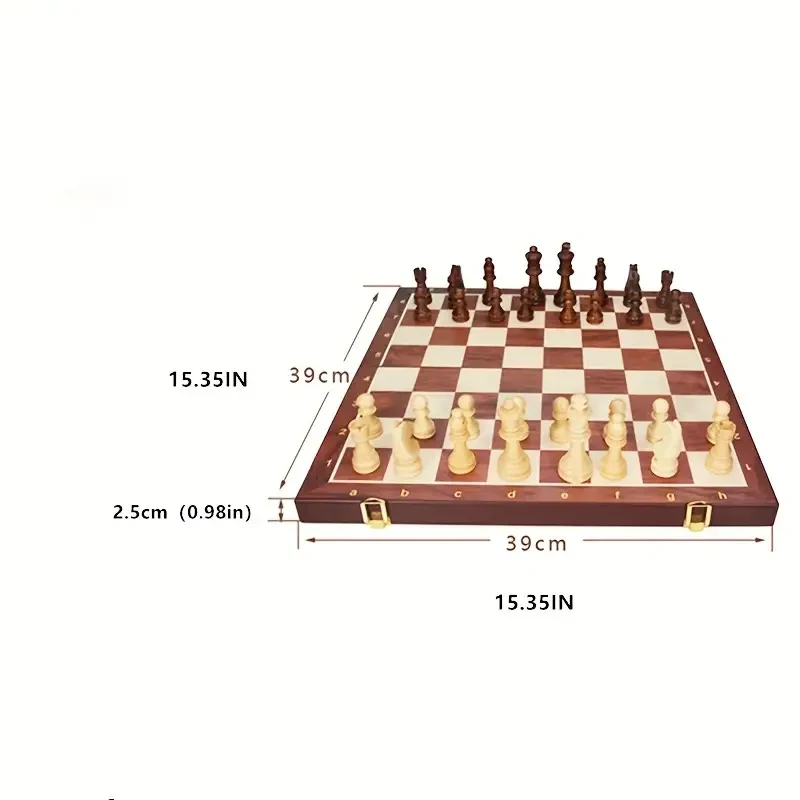 Premium Solid Wood Chess Set - Folding Board with Extra Queens