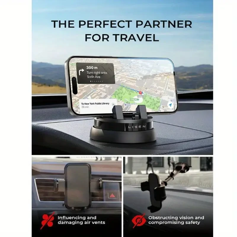 LISEN Car Dashboard Phone Mount - 360 Rotatable