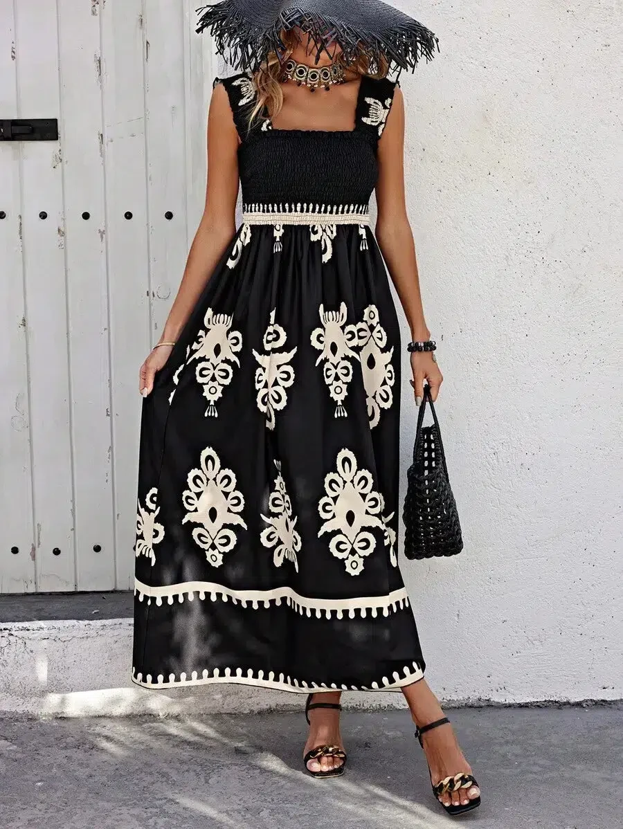 Cool Print Sleeveless Maxi Dress