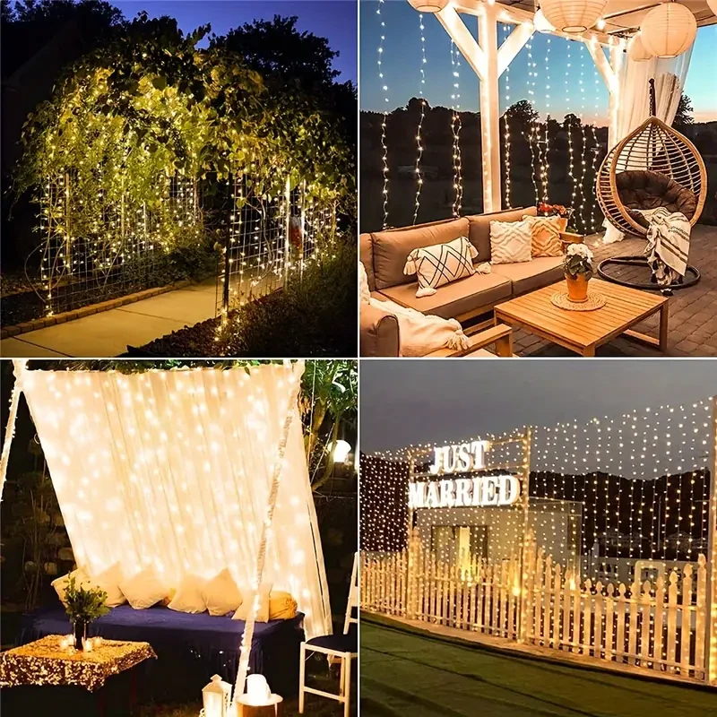 Solar-Powered Curtain String Lights With 8 Modes
