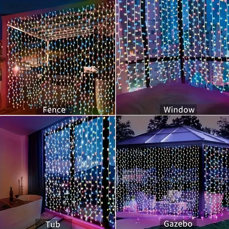 Solar-Powered Curtain String Lights With 8 Modes