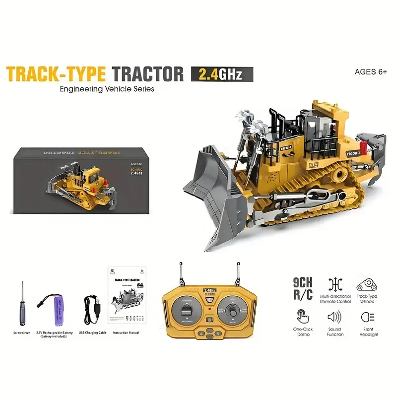 9-Channel Remote Control Bulldozer Toy