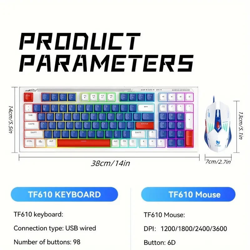 TF610 mouse and keyboard set game light triplet color personality