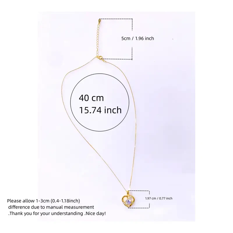 Moissanite Heart Pendant Necklace For Women