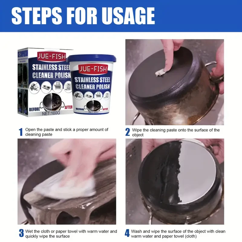 100g Stainless Steel Cleaning Paste - Stain Remover & Degreaser