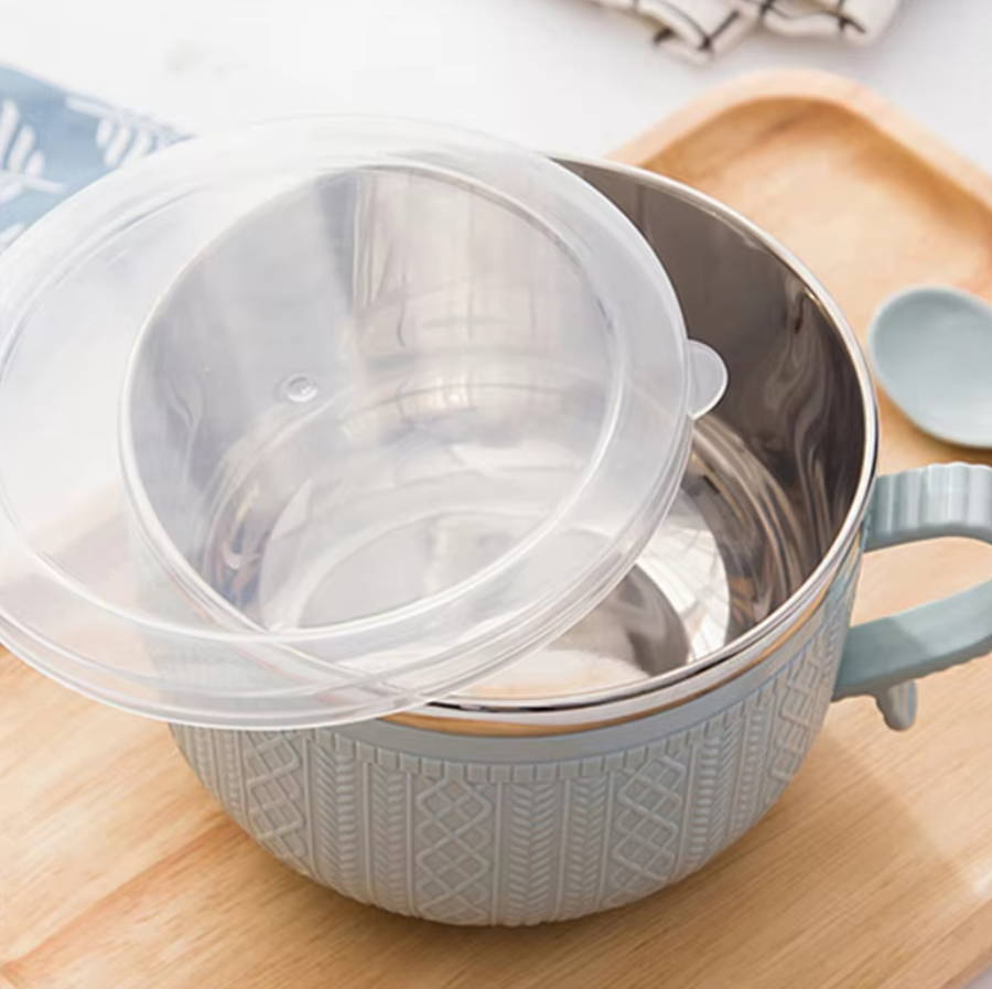 Stainless Steel Double-layer Ramen Noodles Bowl Anti-scalding Instant