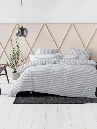 Aelia Stripes Duvet Cover Set | Grey