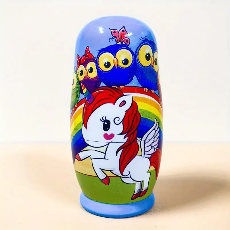 Wooden Unicorn Nesting Dolls: Festive And Unique Home Decor, Children'S Handicraft Toy, Perfect for Christmas, Halloween, Thanksgiving, Birthday, And Party Gifts