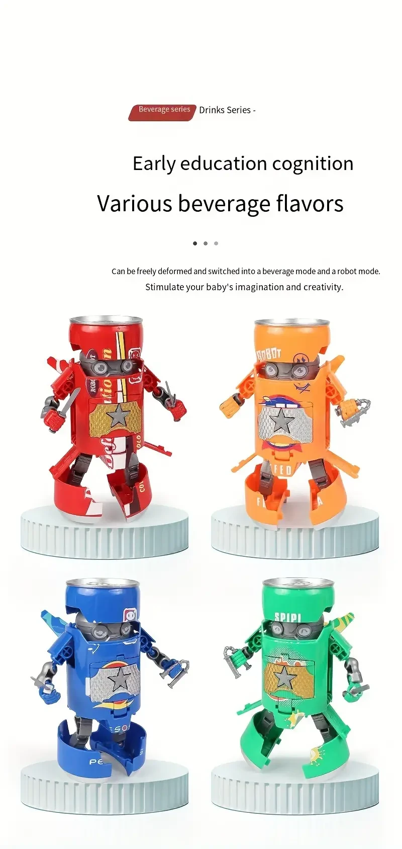 1pc Transforming Robot Toy - Blue & Red, Dual Play Modes, Creative Soda Can Design, Desk Decor, Interactive Family Fun