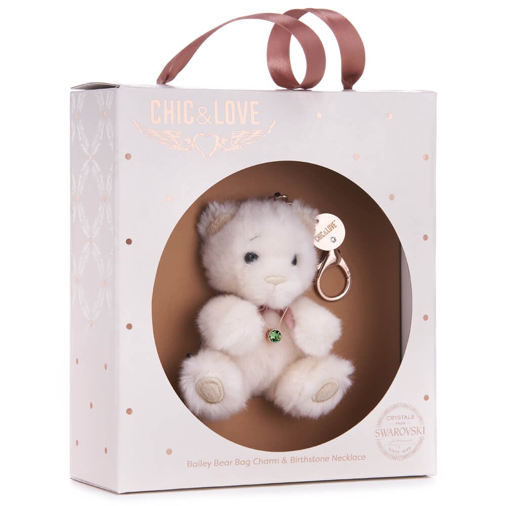 Bailey Bear Bag Charm & Birthstone Necklace - May