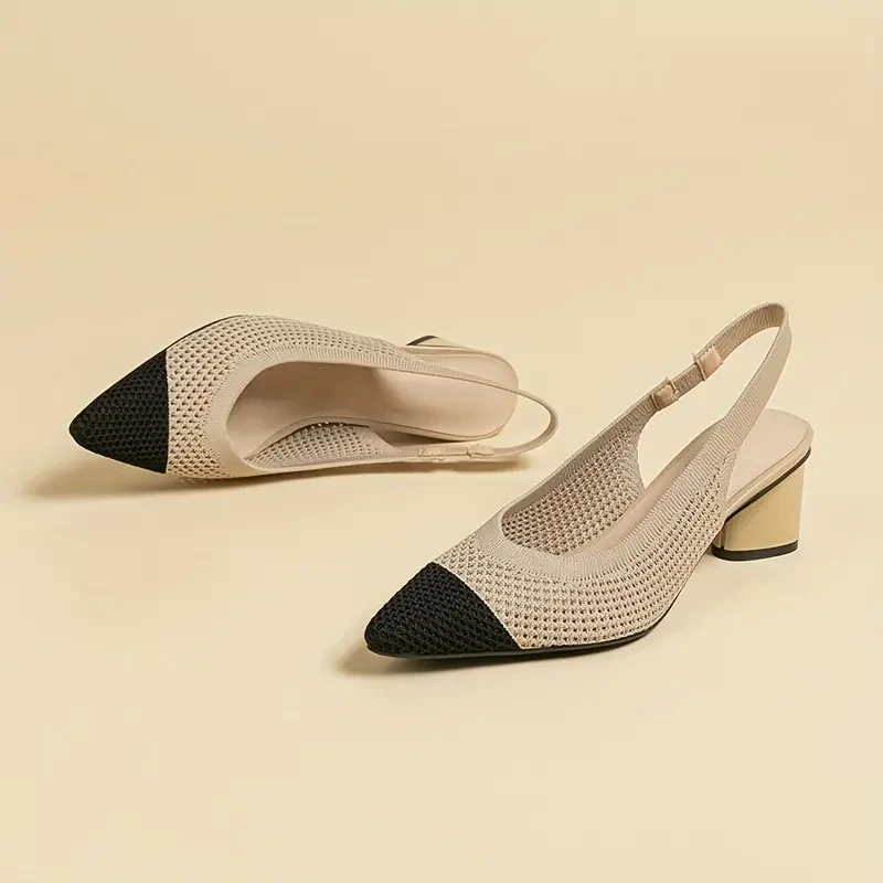 Women's Chunky Heeled Knitted Sandals