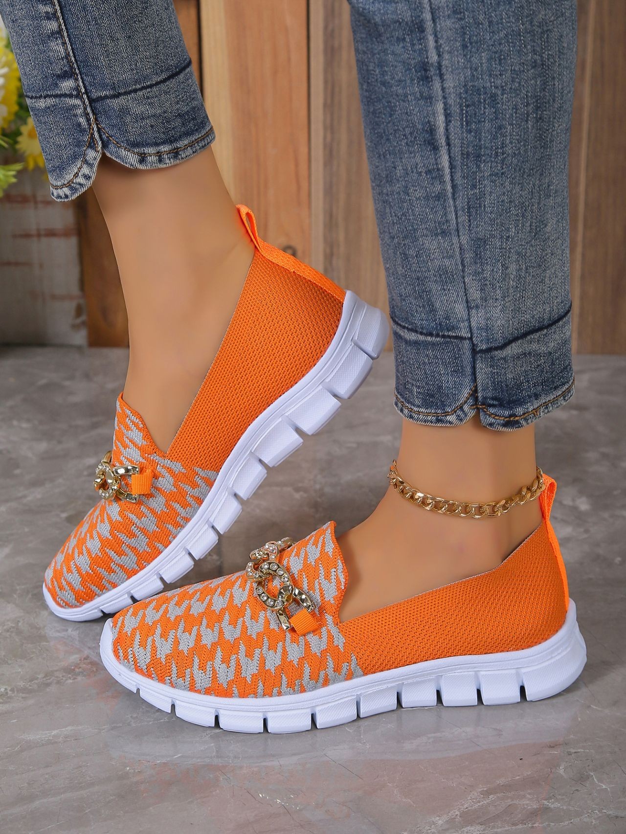 Breezy Houndstooth Mesh Loafers