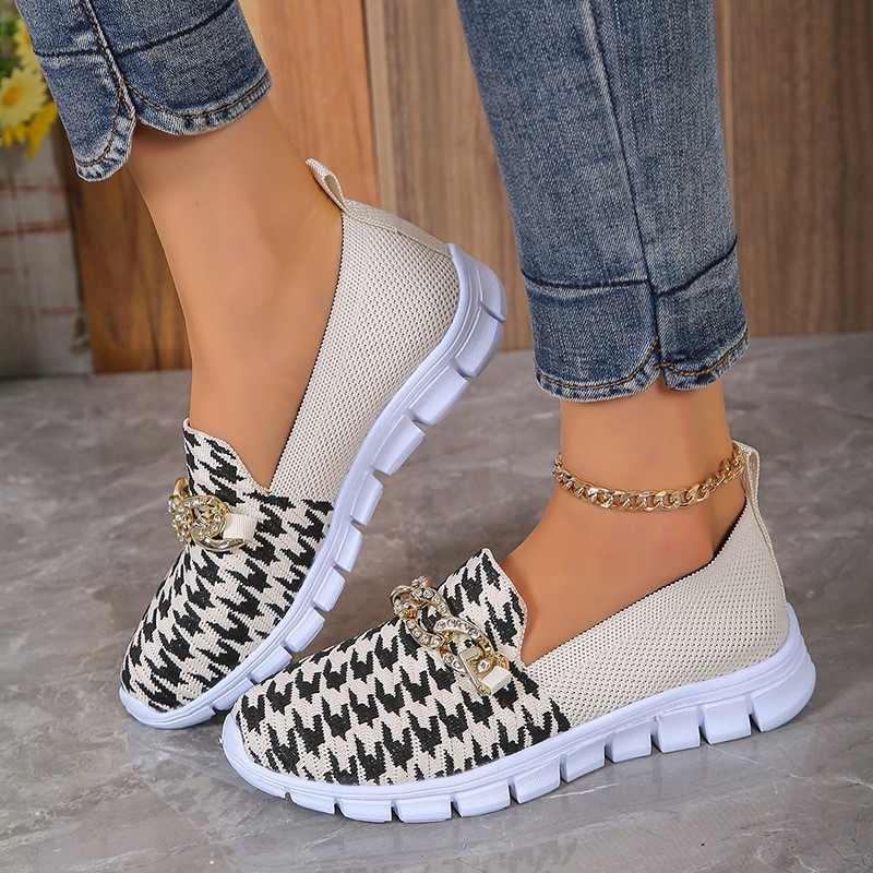 Breezy Houndstooth Mesh Loafers