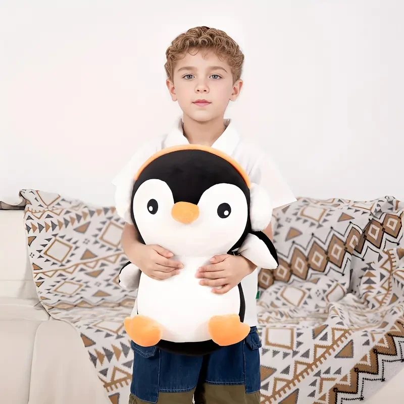 Adorable 40.64cm Penguin Plush with Headphones - Soft, Cuddly Body Pillow Toy for Youngsters