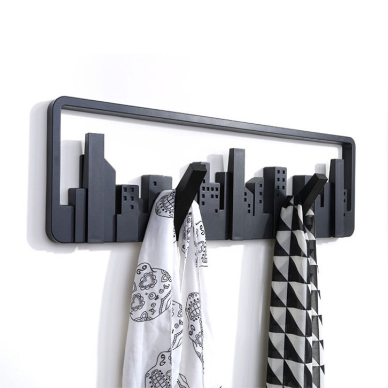 Black Cityscape Wall Mount Coat Hanger