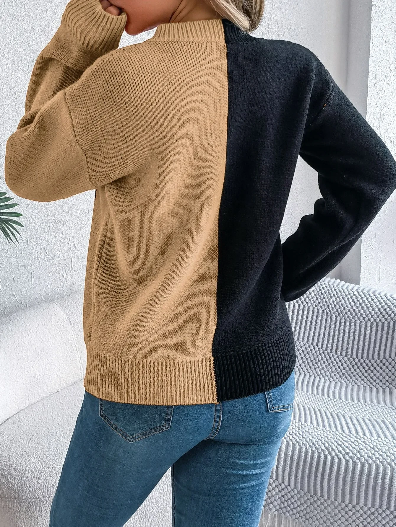 Halloween Contrast-color Pullover Sweater For Women's Clothing