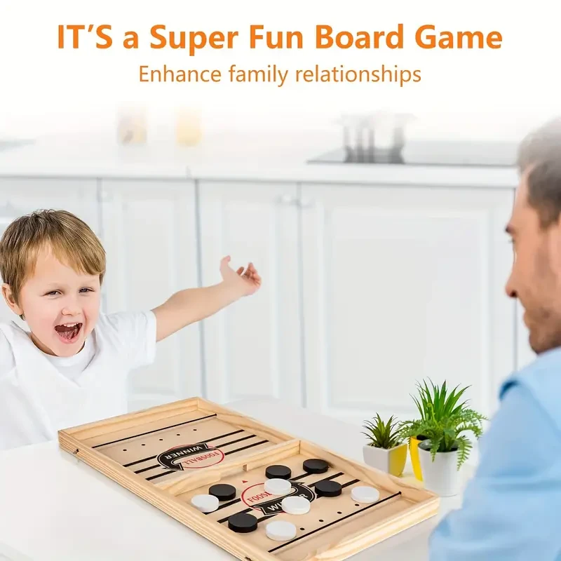 Fast Puck Game, Sling Puck Game, Winner Wooden Board Game