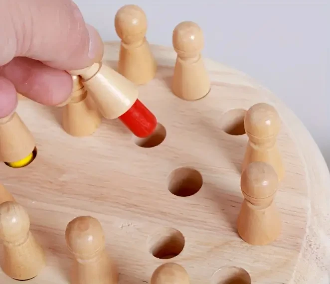 Wooden Memory Match Stick Chess Game - Educational Brain Teaser Puzzle for Kids & Adults