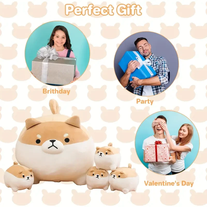 40.64 cm Shiba Inu Plush With 4 Babies In Her Tummy, Shiba Inu Stuffed Animal