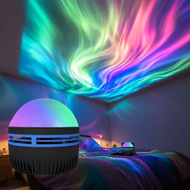 Aurora & Galaxy Star Projector Lamp with Multi-Color Remote and USB